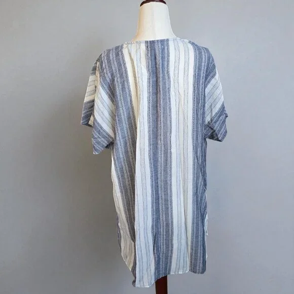 Maurices Cover Up Women Small Gray Beige Stripes Swimsuit Coverup Beach Summer - Picture 3 of 11